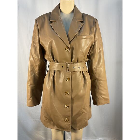 Pistola 'Romina' Brown Polyurethane Belted Blazer Dress  Size S - Picture 2 of 5